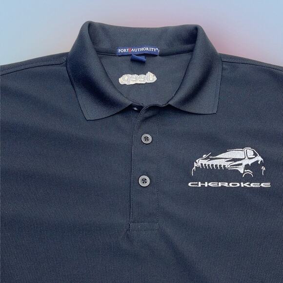 JEEP CHEROKEE Men’s Small Black Golf Polo Shirt - Picture 1 of 3